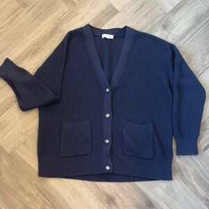 J Crew Navy Cotton Cashmere Cardigan